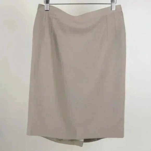 Giorgio Armani Taupe Wool Crepe Pencil Skirt